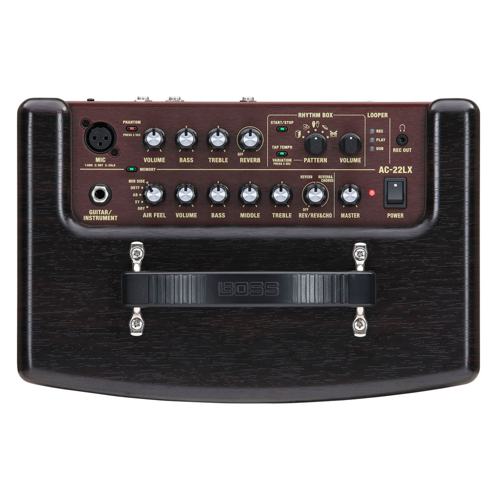 BOSS AC-22LX Acoustic Amplifier Front ; BOSS AC-22LX Acoustic Amplifier Angle ; BOSS AC-22LX Acoustic Amplifier Top ; BOSS AC-22LX Acoustic Amplifier Rear