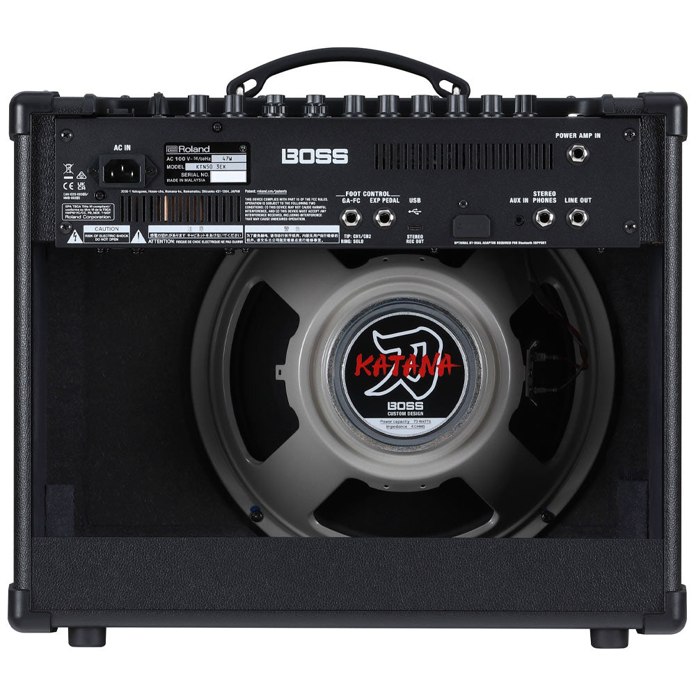Boss KATANA 50 EX Gen 3 Guitar Amplifier Front ; Boss KATANA 50 EX Gen 3 Guitar Amplifier Top ; Boss KATANA 50 EX Gen 3 Guitar Amplifier Rear