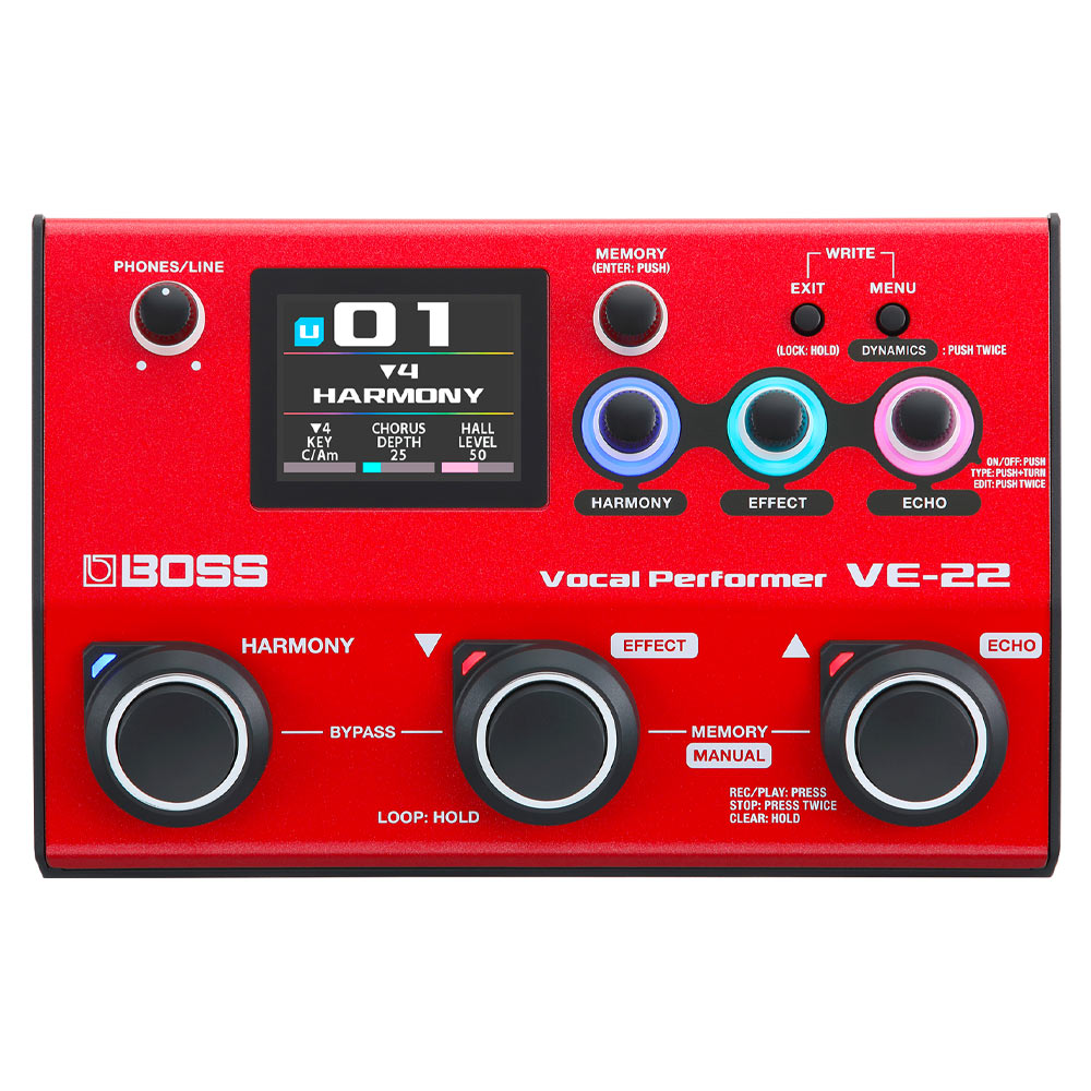 Boss VE-22 Vocal Performer Effects Processor Front ; Boss VE-22 Vocal Performer Effects Processor Angle ; Boss VE-22 Vocal Performer Effects Processor Rear