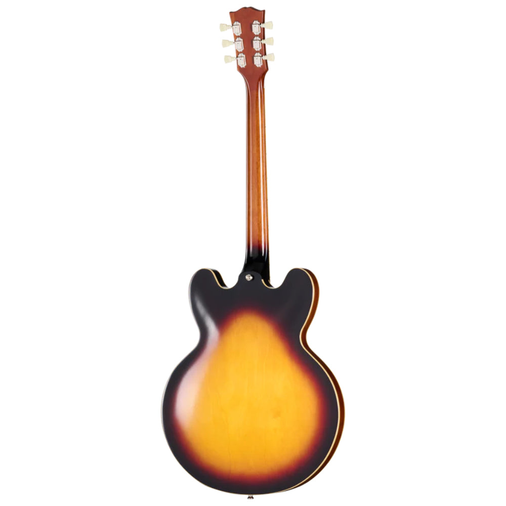 Epiphone Inspired by Gibson Custom 1962 ES-335 Vintage Burst Body View ; Epiphone Inspired by Gibson Custom 1962 ES-335 Vintage Burst Full View ; Epiphone Inspired by Gibson Custom 1962 ES-335 Vintage Burst Back View