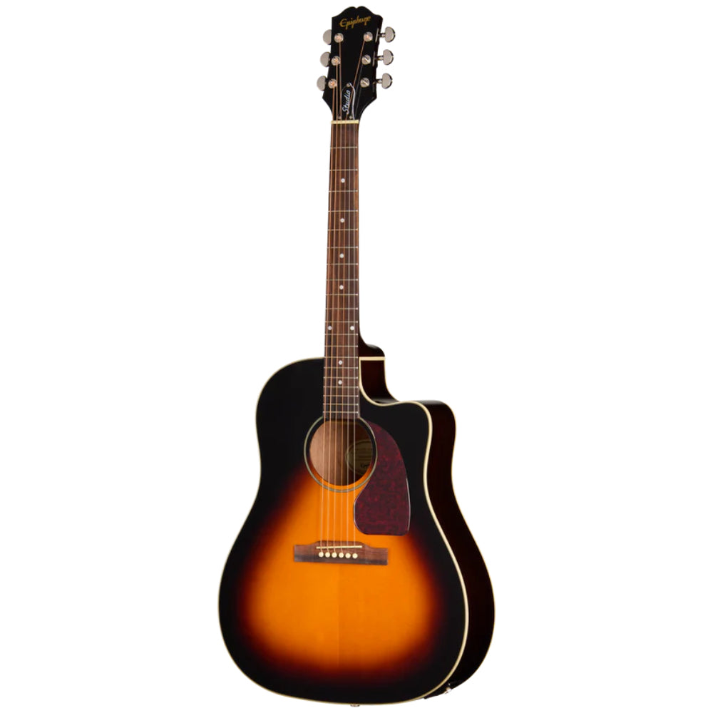 Epiphone J-45 Studio EC Vintage Sunburst Body View ; Epiphone J-45 Studio EC Vintage Sunburst Full View ; Epiphone J-45 Studio EC Vintage Sunburst Back View
