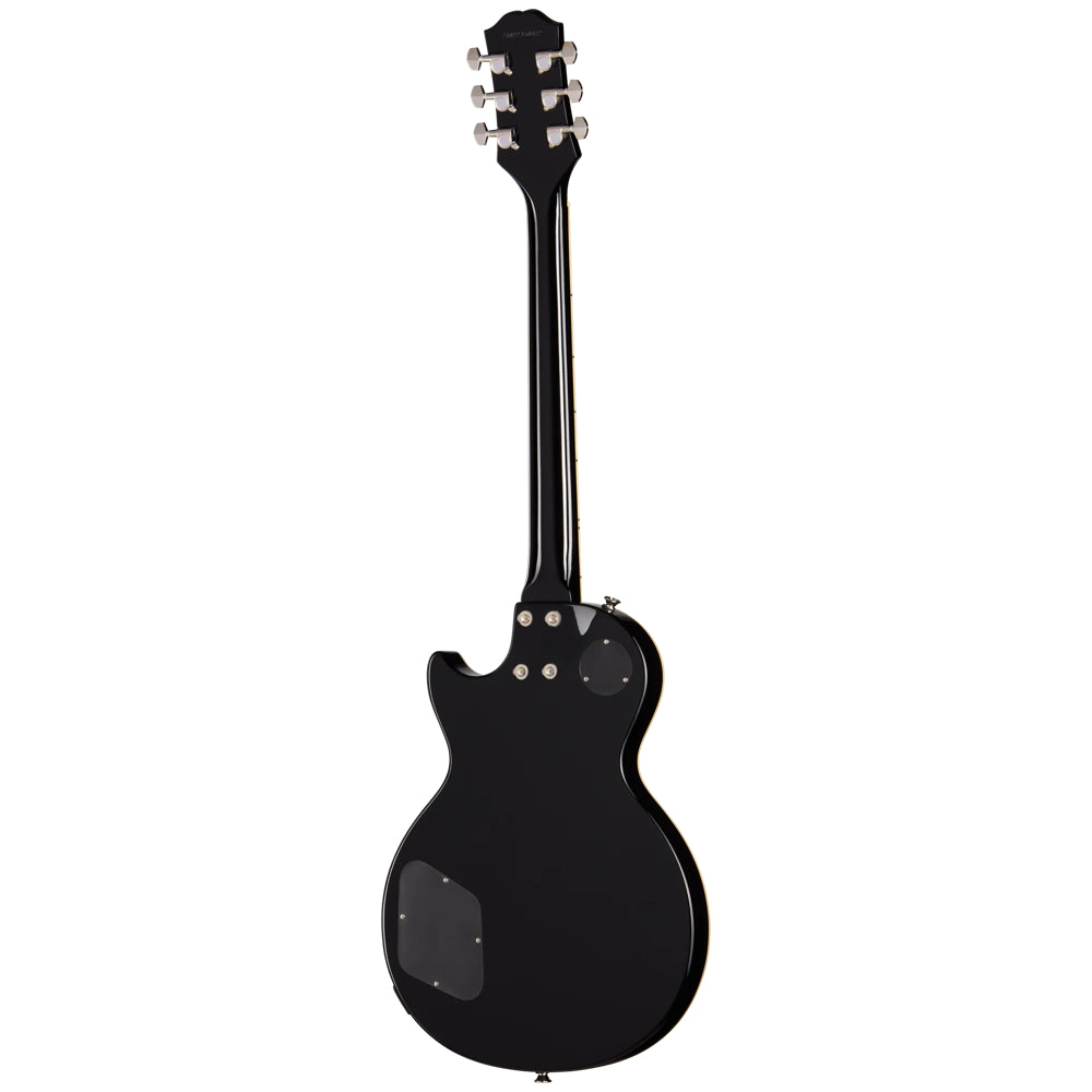 Epiphone Les Paul Tribute Plus Ebony Burst Body View ; Epiphone Les Paul Tribute Plus Ebony Burst Full View ; Epiphone Les Paul Tribute Plus Ebony Burst Back View