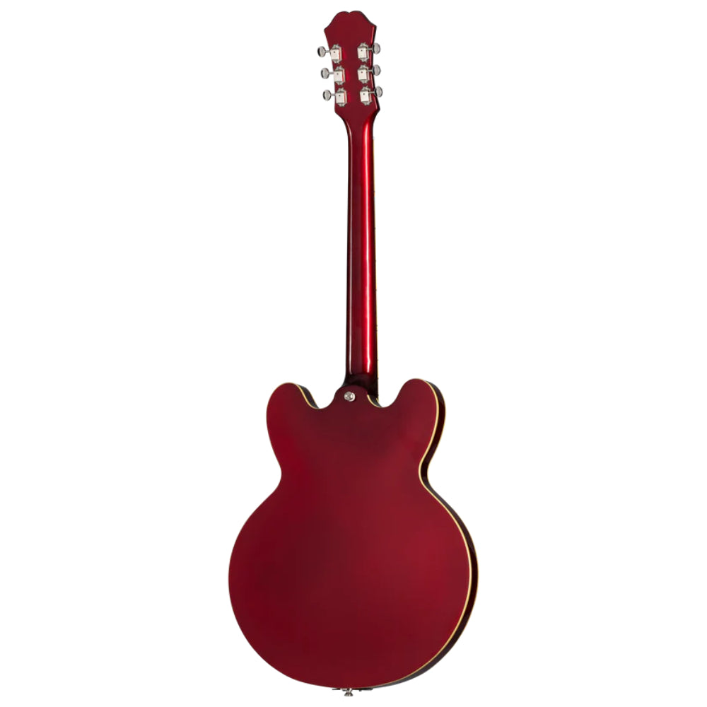 Epiphone Riviera Frequensator Sparkling Burgundy Body View ; Epiphone Riviera Frequensator Sparkling Burgundy Full View ; Epiphone Riviera Frequensator Sparkling Burgundy Back View