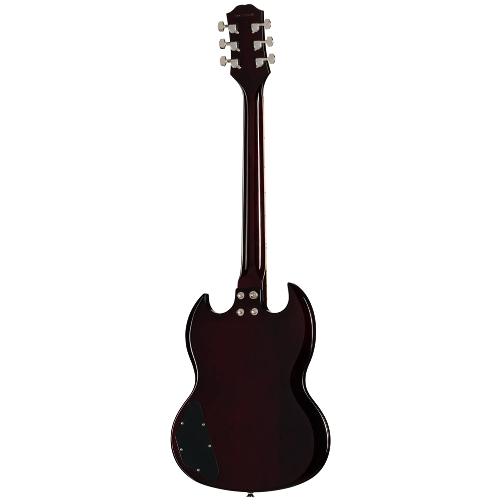 Epiphone SG Tribute Plus Vintage Sunburst Body View ; Epiphone SG Tribute Plus Vintage Sunburst Full View ; Epiphone SG Tribute Plus Vintage Sunburst Back View