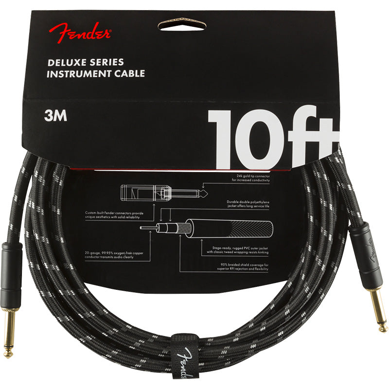 Fender Black Tweed Guitar Lead ; Fender 10ft Cable Black Tweed