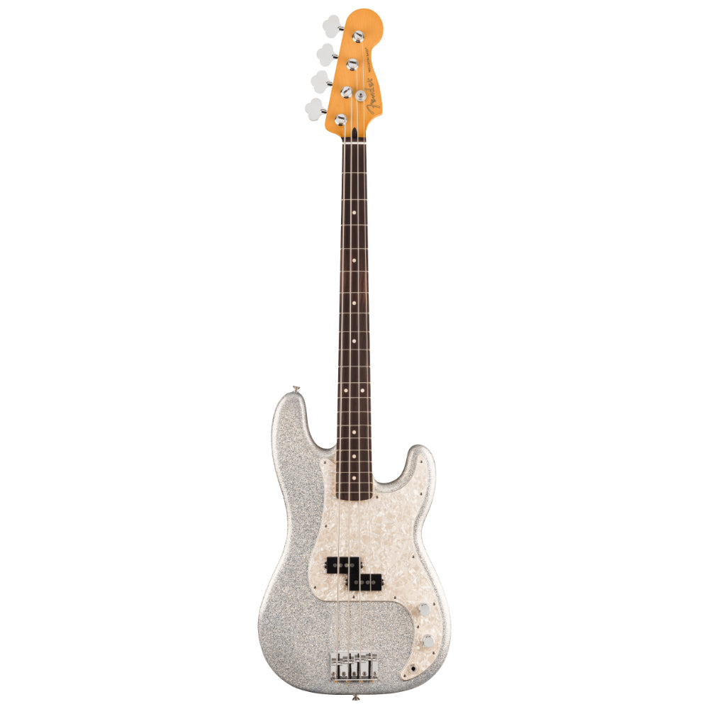 Fender 75th Anniversary Player II Precision Bass Diamond Dust Sparkle Body View ; Fender 75th Anniversary Player II Precision Bass Diamond Dust Sparkle Full View ; Fender 75th Anniversary Player II Precision Bass Diamond Dust Sparkle Back View