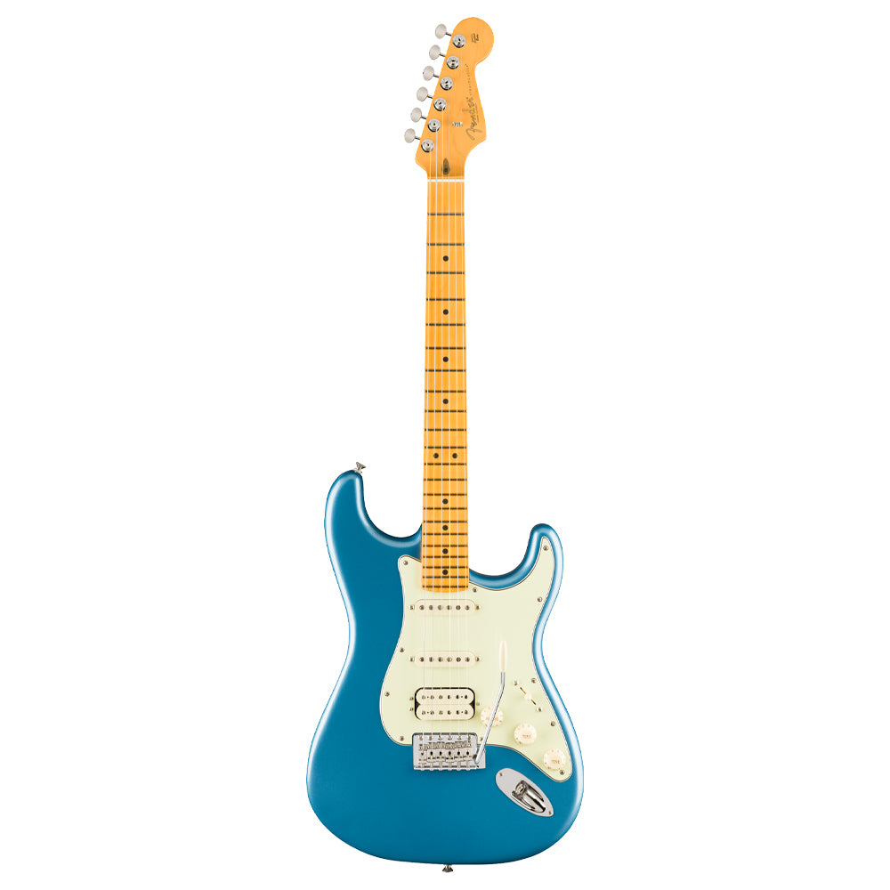 Fender American Professional Classic Stratocaster HSS Maple Faded Lake Placid Blue Close view ; Fender American Professional Classic Stratocaster HSS Maple Faded Lake Placid Blue Full view ; Fender American Professional Classic Stratocaster HSS Maple Faded Lake Placid Blue Back View