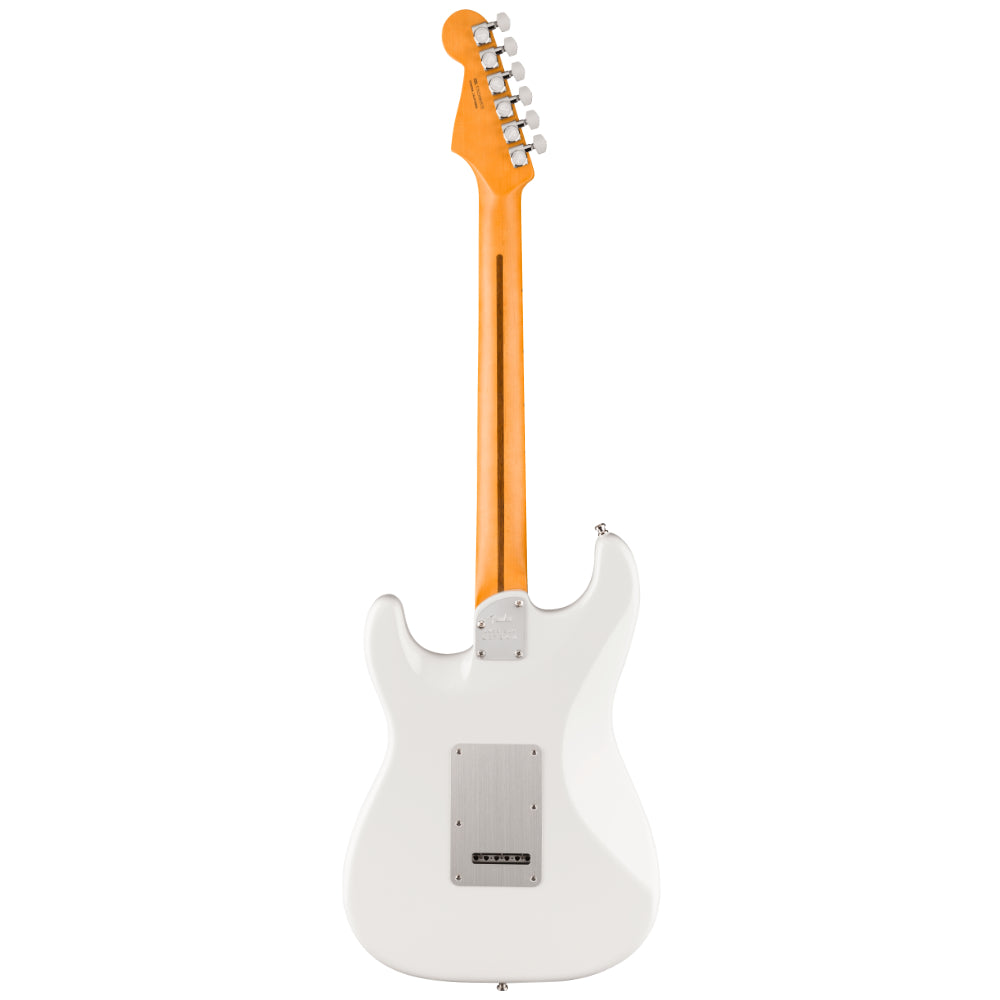 Fender American Ultra II Stratocaster Avalanche Body View ; Fender American Ultra II Stratocaster Avalanche Full View ; Fender American Ultra II Stratocaster Avalanche Back View