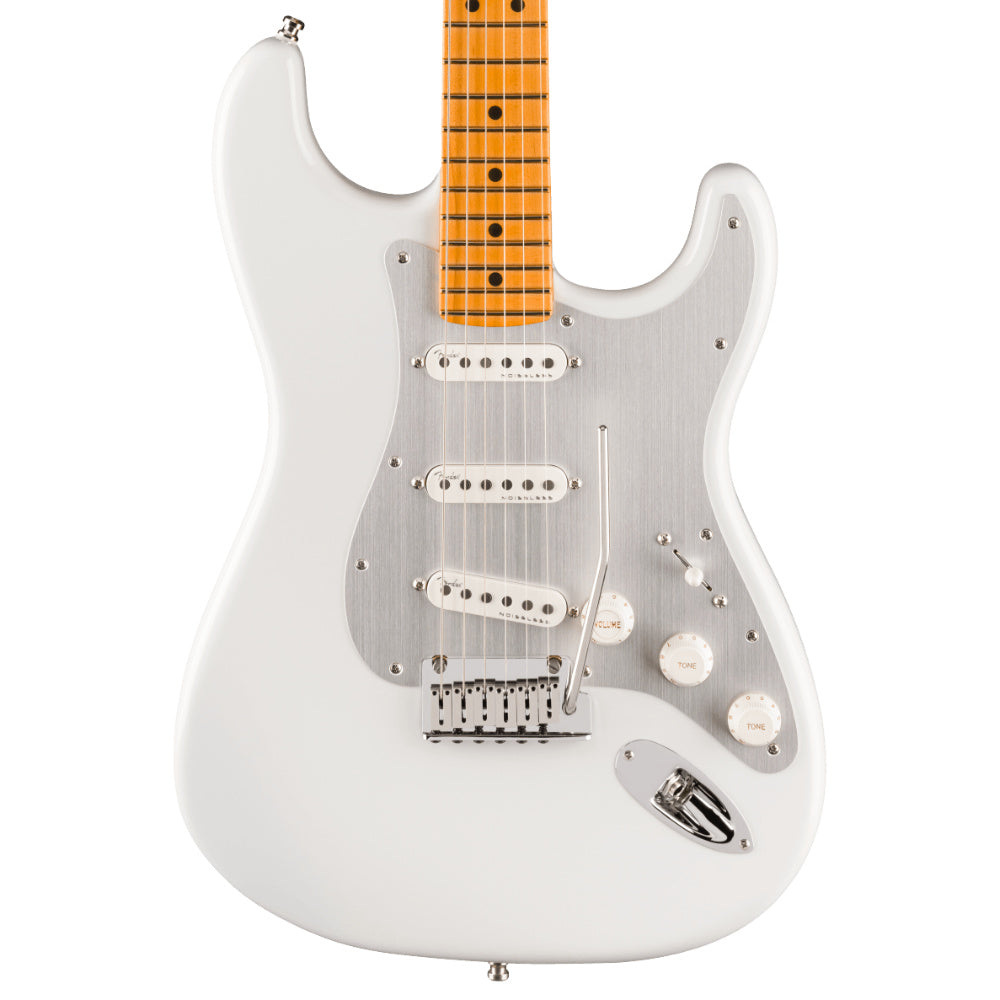 Fender American Ultra II Stratocaster Avalanche Body View ; Fender American Ultra II Stratocaster Avalanche Full View ; Fender American Ultra II Stratocaster Avalanche Back View