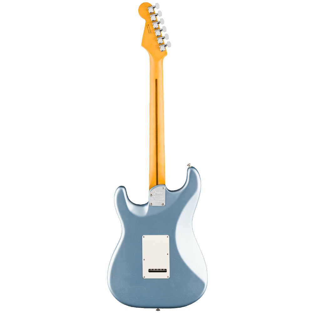 Fender American Ultra Luxe Vintage '60s Stratocaster Ice Blue Metallic Close view ; Fender American Ultra Luxe Vintage '60s Stratocaster Ice Blue Metallic Full view ; Fender American Ultra Luxe Vintage '60s Stratocaster Ice Blue Metallic Back view