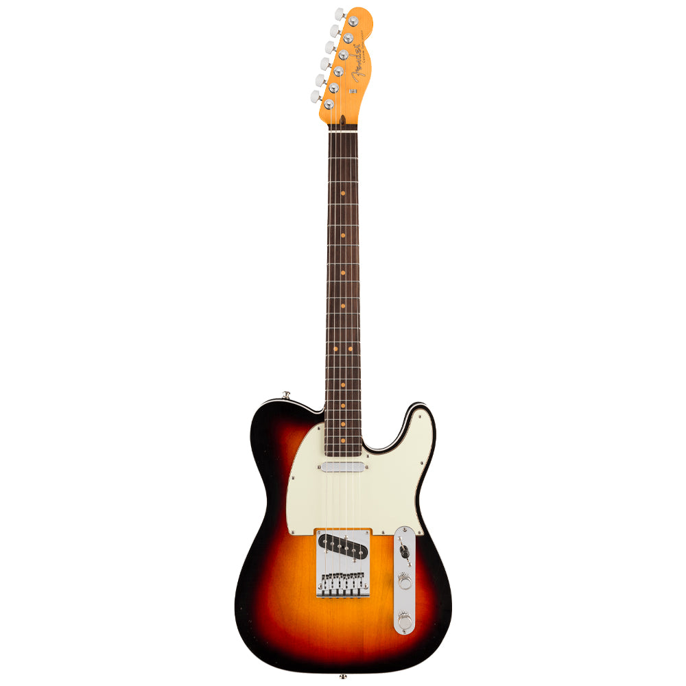 Fender American Ultra Luxe Vintage '60s Telecaster Custom 3-Colour Sunburst Close view ; Fender American Ultra Luxe Vintage '60s Telecaster Custom 3-Colour Sunburst full view ; Fender American Ultra Luxe Vintage '60s Telecaster Custom 3-Colour Sunburst back view