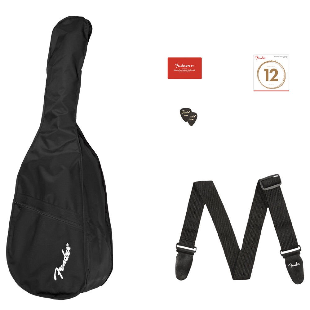 Fender CC-60S Concert Pack V2 Mahogany Front ; Fender CC-60S Concert Pack V2 Mahogany Full ; Fender CC-60S Concert Pack V2 Mahogany Accessories