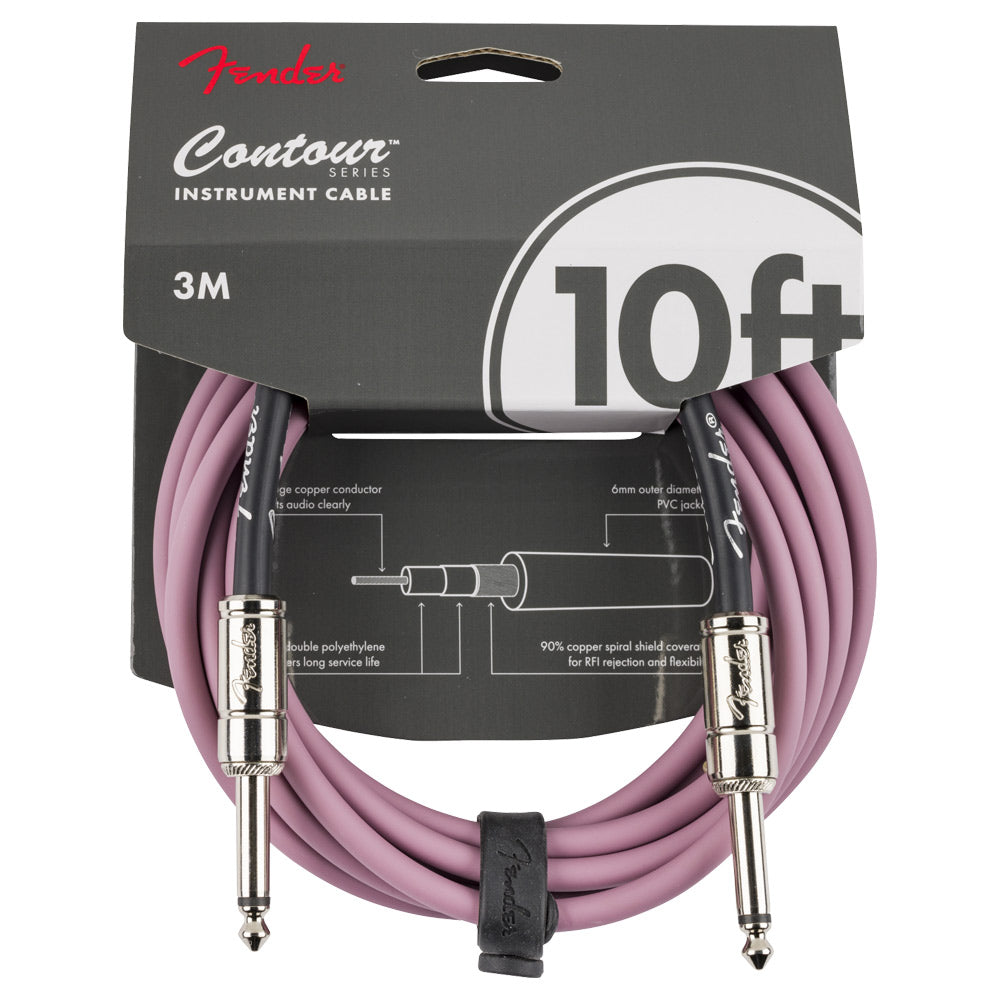 Fender Contour Instrument Cable 10ft Burgundy Mist Unpacked ; Fender Contour Instrument Cable 10ft Burgundy Mist Packed