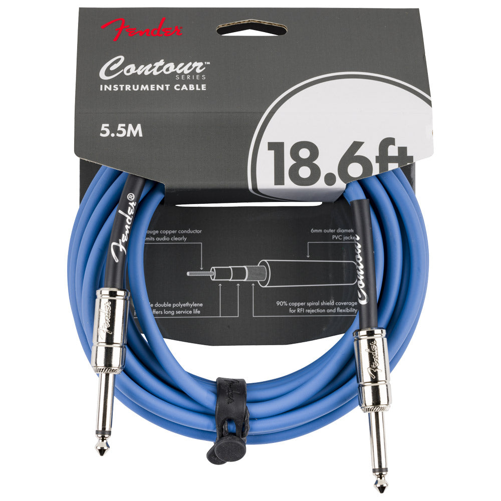 Fender Contour Instrument Cable 18.6ft Lake Placid Blue Unpacked ; Fender Contour Instrument Cable 18.6ft Lake Placid Blue Packed