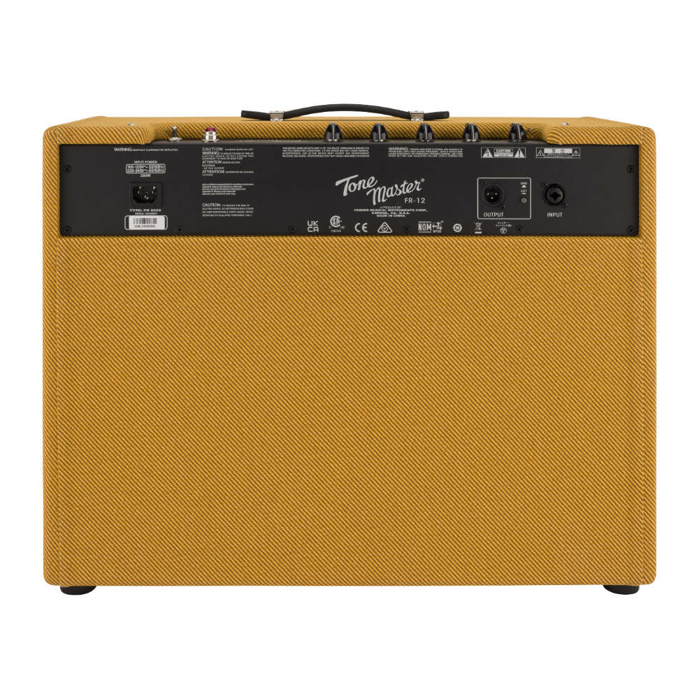 Fender FR-12 Full Range Cabinet Tweed Front View ; Fender FR-12 Full Range Cabinet Tweed Top View ; Fender FR-12 Full Range Cabinet Tweed Back View