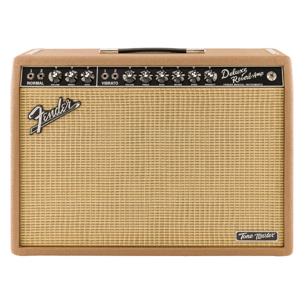 Fender FSR Tone Master Deluxe Reverb Cocoa Front View ; Fender FSR Tone Master Deluxe Reverb Cocoa with Footswitch ; Fender FSR Tone Master Deluxe Reverb Cocoa Back View