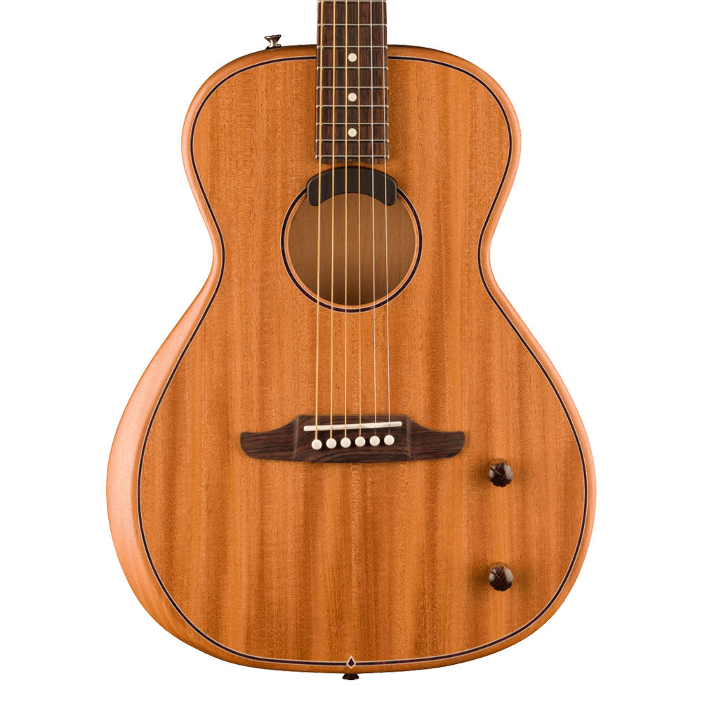 Fender Highway Series Parlor All Mahogany Close view ; Fender Highway Series Parlor All Mahogany Full view ; Fender Highway Series Parlor All Mahogany Back view