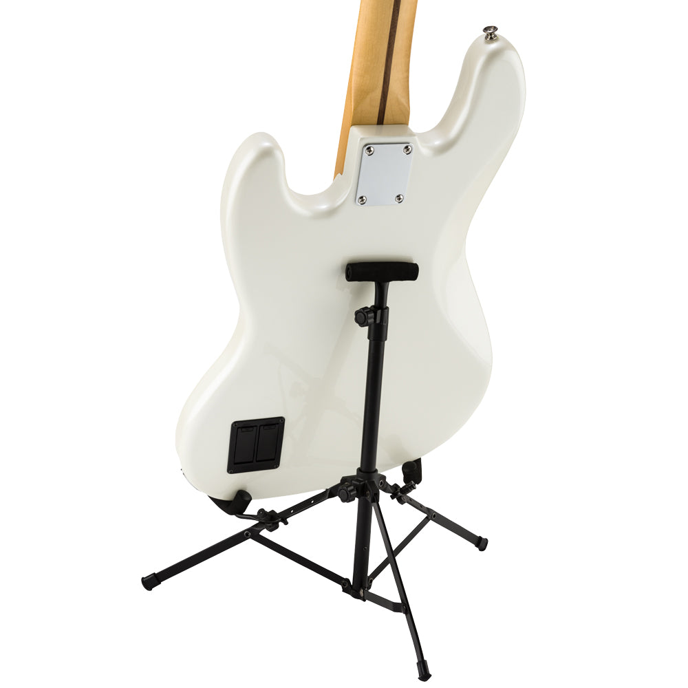 Fender Jazz Bass & Offset Mini Guitar Stand ; Fender Jazz Bass & Offset Mini Guitar Stand Folded ; Fender Jazz Bass & Offset Mini Guitar Stand Front Example ; Fender Jazz Bass & Offset Mini Guitar Stand Rear Example