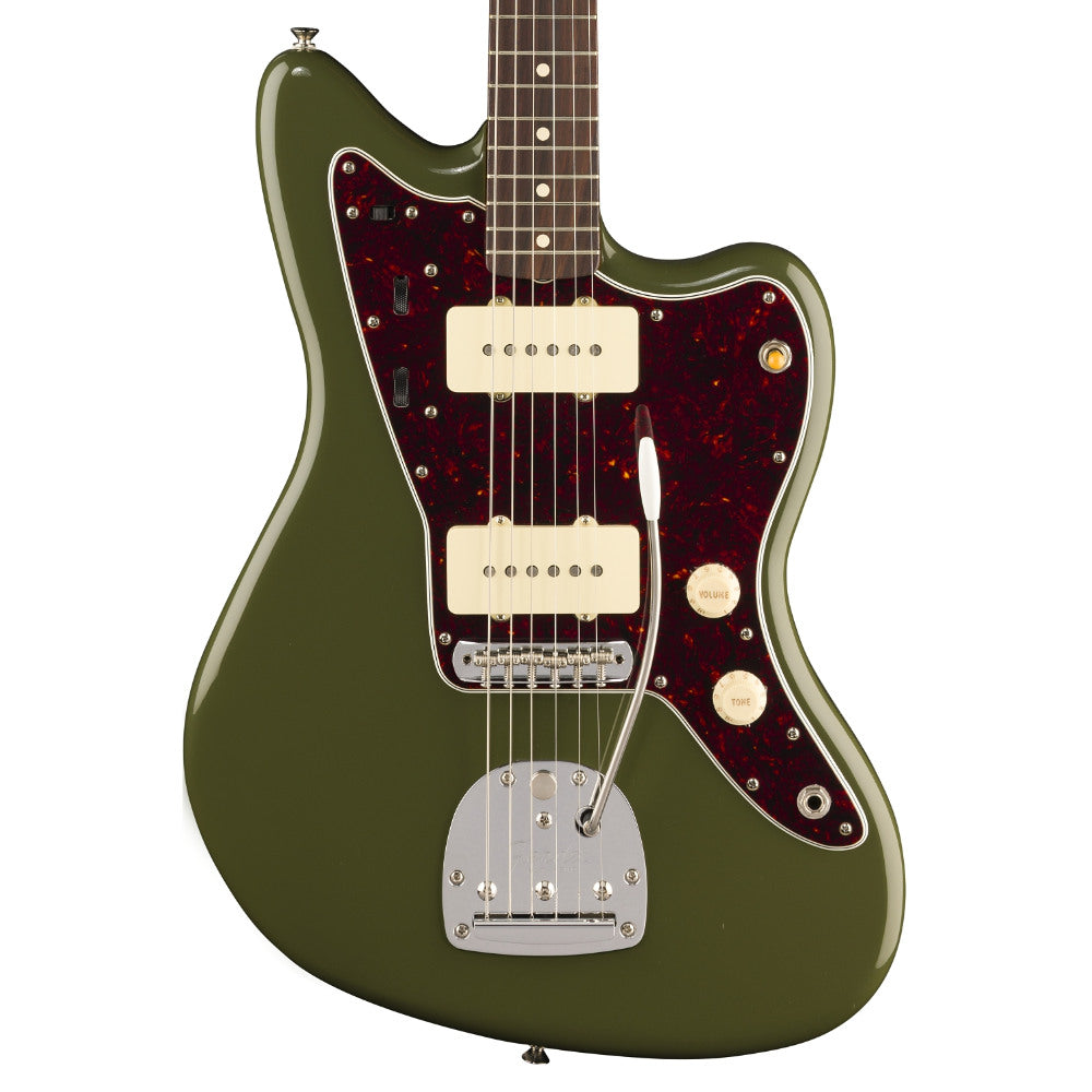 Fender Limited Edition Vintera II '50s Jazzmaster Olive Body View ; Fender Limited Edition Vintera II '50s Jazzmaster Olive Full View ; Fender Limited Edition Vintera II '50s Jazzmaster Olive Back View