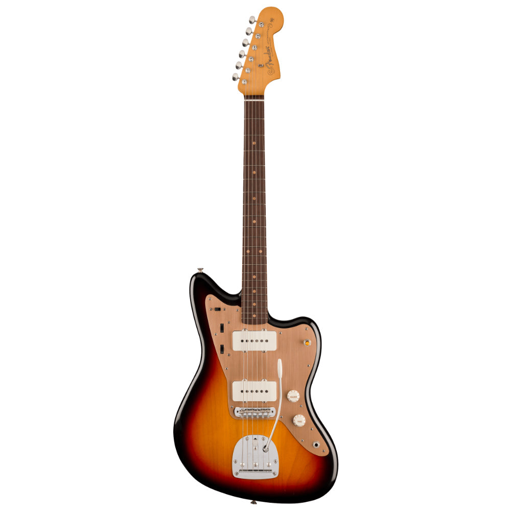Fender Limited Edition Vintera II Road Worn 50s Jazzmaster Rosewood 3-Colour Sunburst Body View ; Fender Limited Edition Vintera II Road Worn 50s Jazzmaster Rosewood 3-Colour Sunburst Full View ; Fender Limited Edition Vintera II Road Worn 50s Jazzmaster Rosewood 3-Colour Sunburst Back View