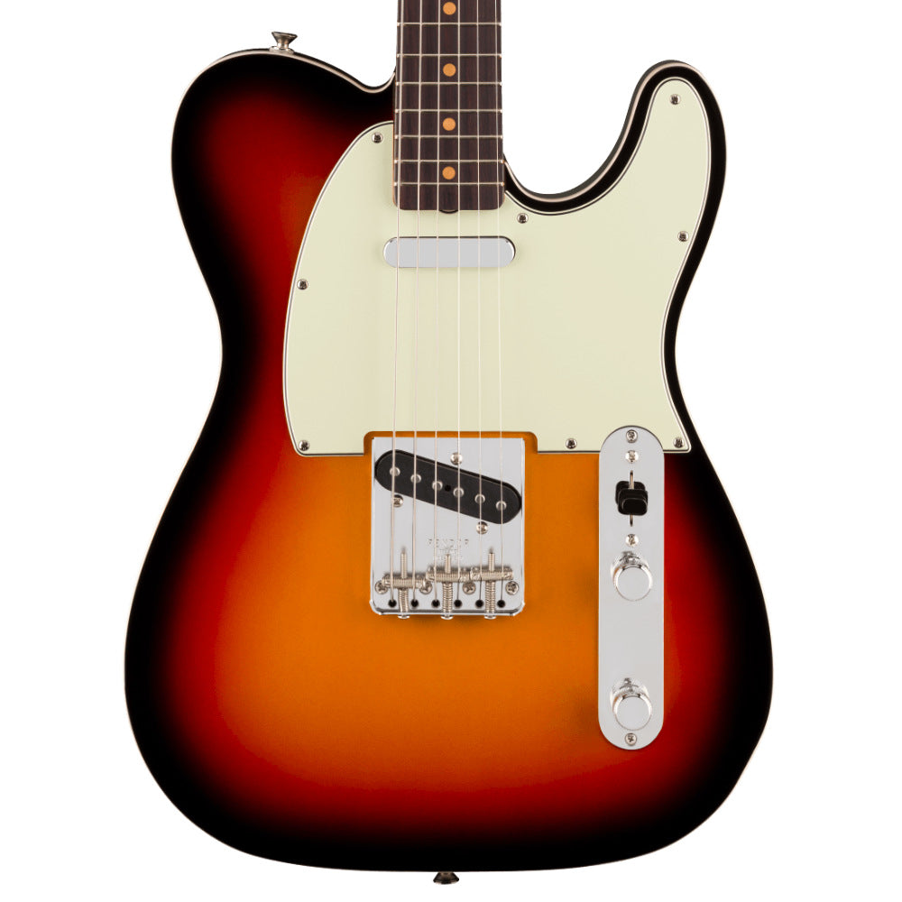 Fender Limited Edition Vintera III Early '60s Custom Telecaster 3-Colour Sunburst Body View ; Fender Limited Edition Vintera III Early '60s Custom Telecaster 3-Colour Sunburst Full View ; Fender Limited Edition Vintera III Early '60s Custom Telecaster 3-Colour Sunburst Back View