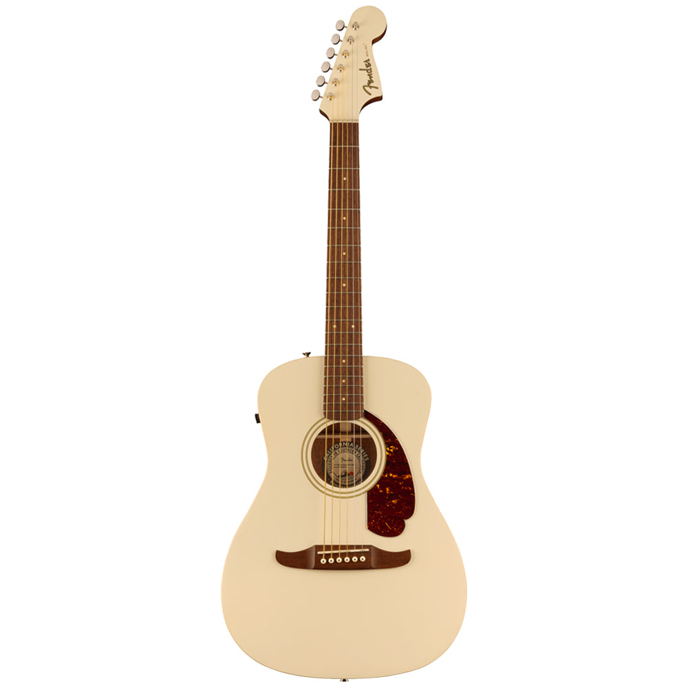 Fender Malibu Player Olympic White Acoustic/Electric Guitar Front ; Fender Malibu Player Olympic White Acoustic/Electric Guitar Full ; Fender Malibu Player Olympic White Acoustic/Electric Guitar Full Rear ; Fender Malibu Player Olympic White Acoustic/Electric Guitar Headstock