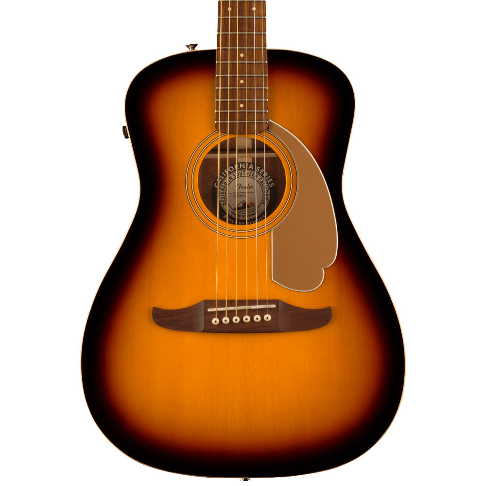 Fender Malibu Player Sunburst Acoustic/Electric Guitar Front ; Fender Malibu Player Sunburst Acoustic/Electric Guitar Full ; Fender Malibu Player Sunburst Acoustic/Electric Guitar Full Rear ; Fender Malibu Player Sunburst Acoustic/Electric Guitar Headstock