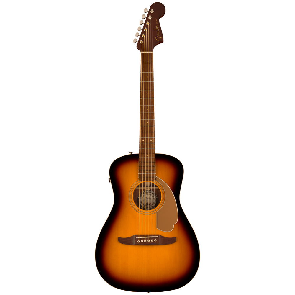 Fender Malibu Player Sunburst Acoustic/Electric Guitar Front ; Fender Malibu Player Sunburst Acoustic/Electric Guitar Full ; Fender Malibu Player Sunburst Acoustic/Electric Guitar Full Rear ; Fender Malibu Player Sunburst Acoustic/Electric Guitar Headstock