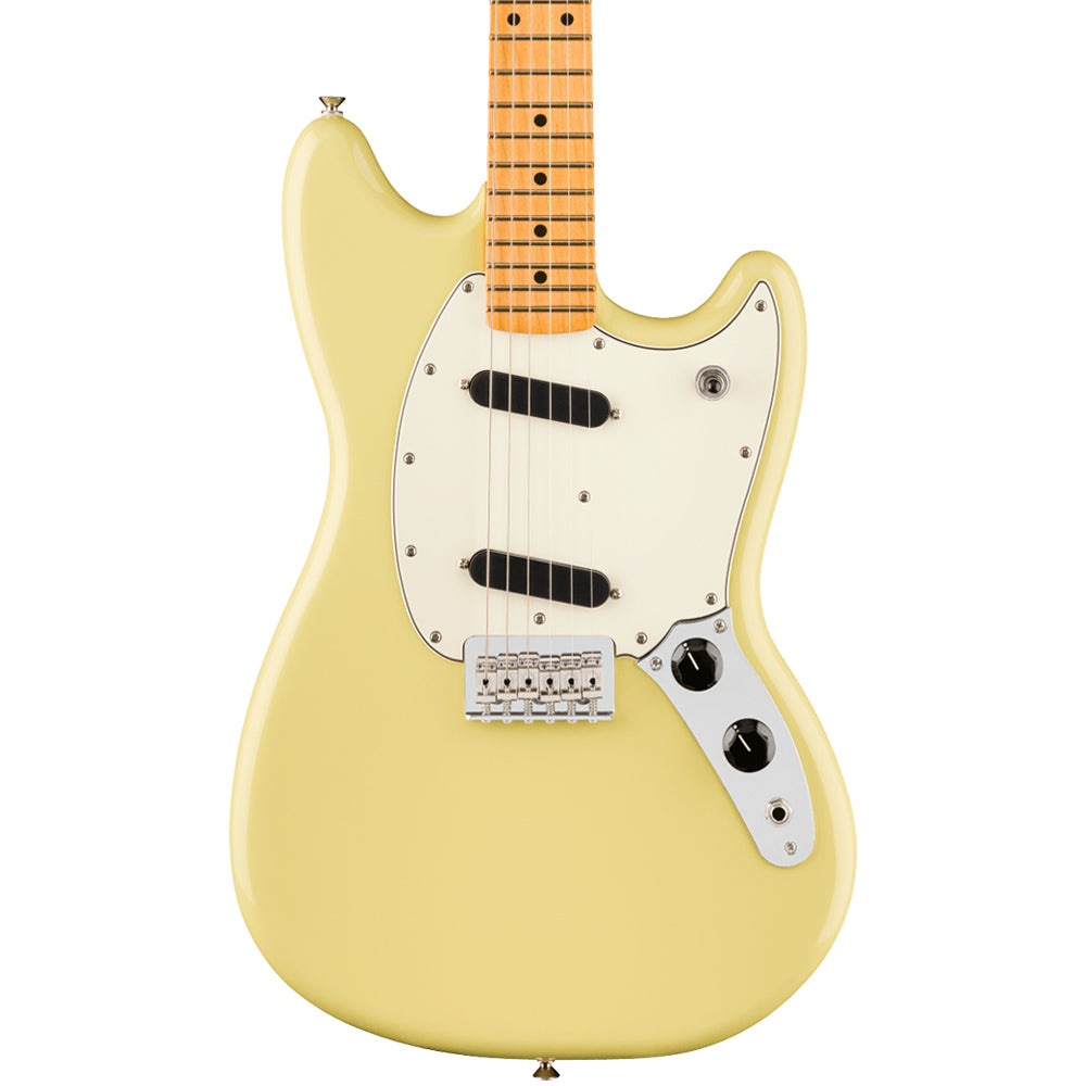 Fender Player II Mustang Hialeah Yellow Electric Guitar Front ; Fender Player II Mustang Hialeah Yellow Electric Guitar Full