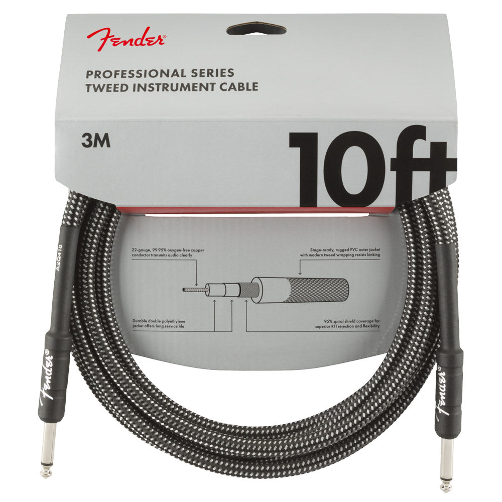 ; Fender Professional Series 10ft Instrument Cable Gray Tweed ; Fender Professional Series 10ft Instrument Cable Gray Tweed