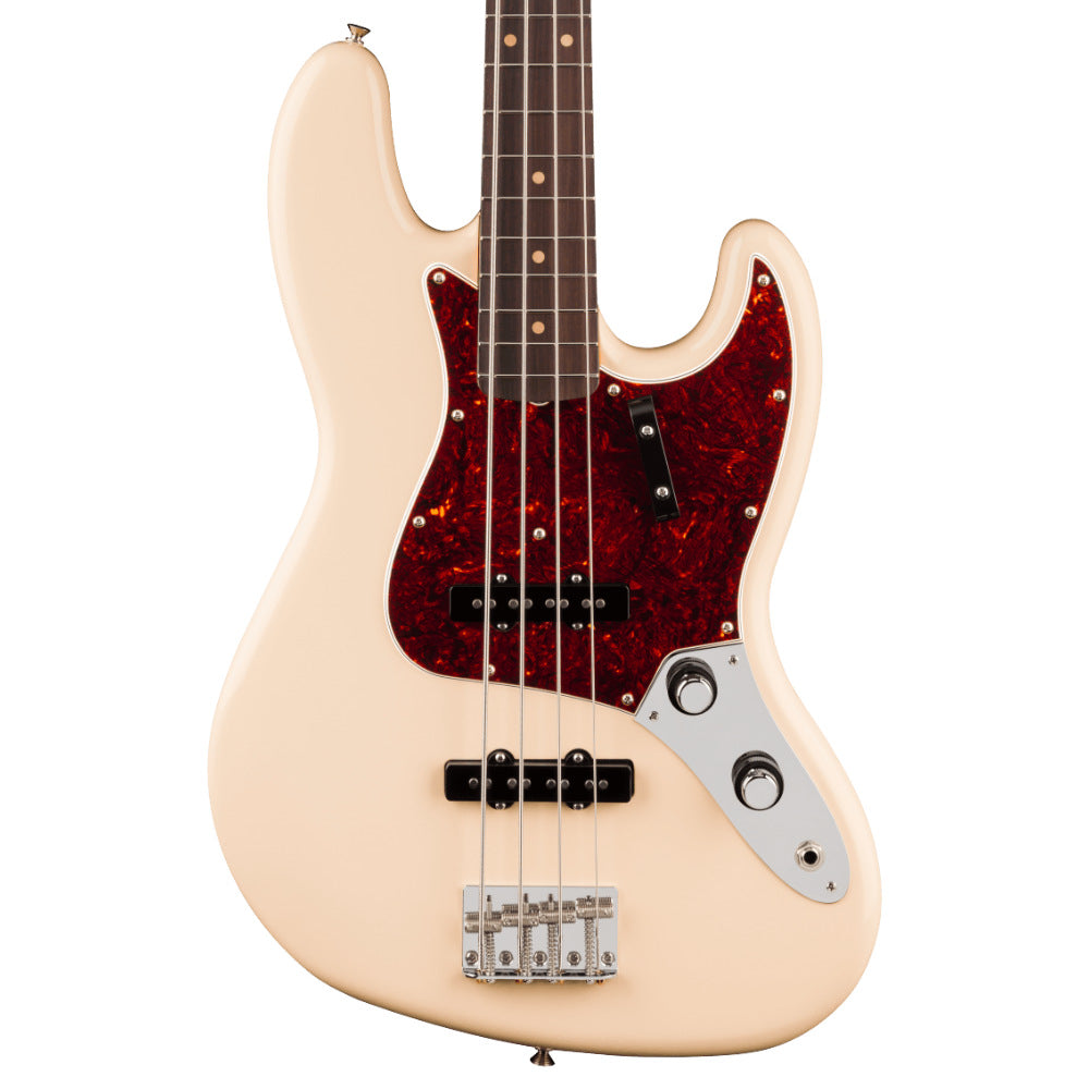 Fender Vintera III Early '60s Jazz Bass Olympic White Body View ; Fender Vintera III Early '60s Jazz Bass Olympic White Full View ; Fender Vintera III Early '60s Jazz Bass Olympic White Back View