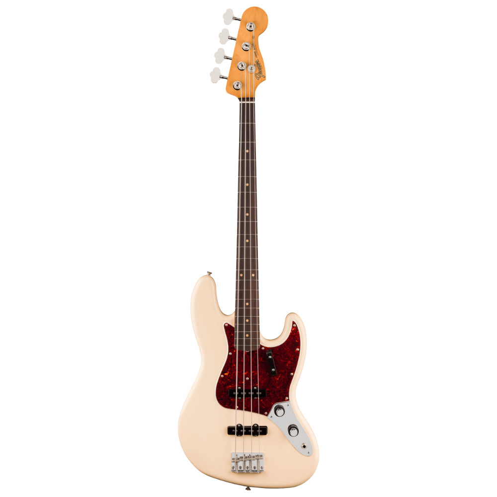 Fender Vintera III Early '60s Jazz Bass Olympic White Body View ; Fender Vintera III Early '60s Jazz Bass Olympic White Full View ; Fender Vintera III Early '60s Jazz Bass Olympic White Back View