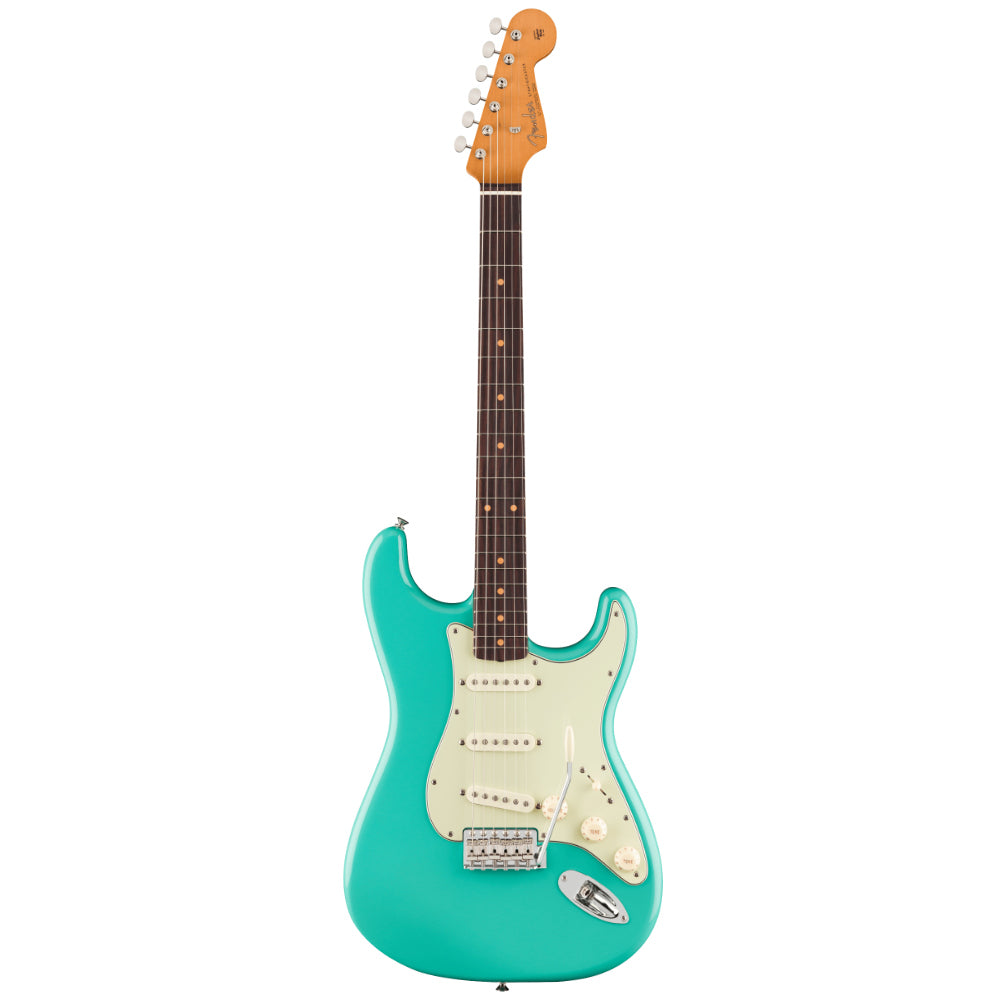 Fender Vintera II Early '60s Stratocaster Sea Foam Green Body View ; Fender Vintera II Early '60s Stratocaster Sea Foam Green Full View ; Fender Vintera II Early '60s Stratocaster Sea Foam Green Back View