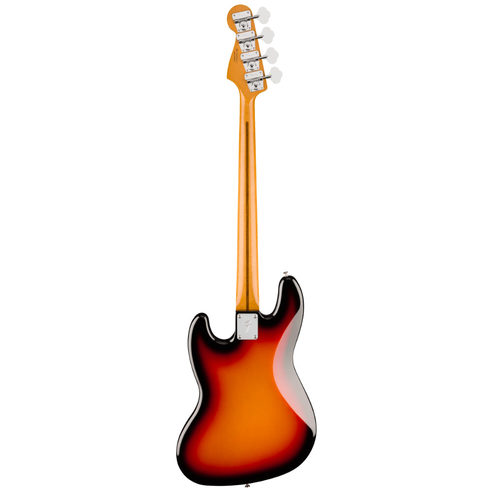 Fender Vintera III Early '70s Jazz Bass 3-Colour Sunburst Body View ; Fender Vintera III Early '70s Jazz Bass 3-Colour Sunburst Full View ; Fender Vintera III Early '70s Jazz Bass 3-Colour Sunburst Back View