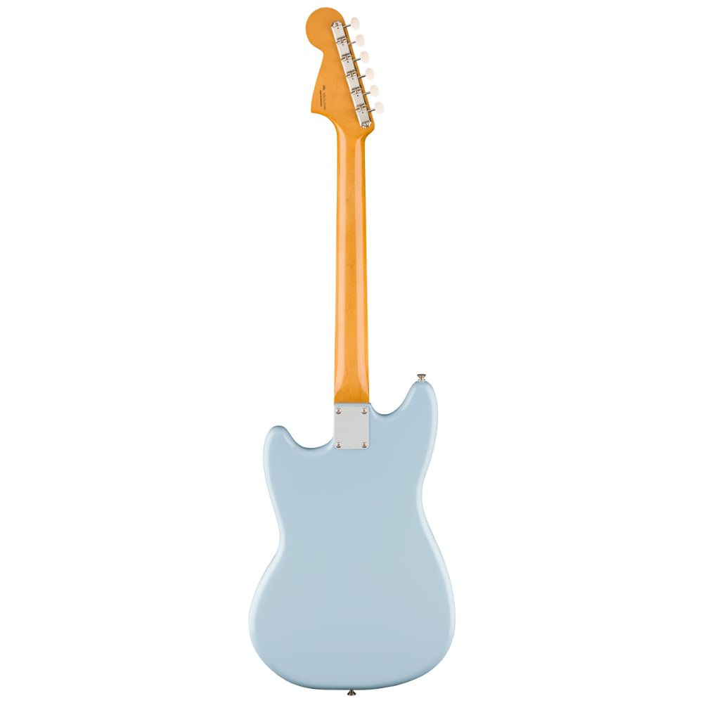 Fender Vintera III Mid '60s Mustang Sonic Blue Body View ; Fender Vintera III Mid '60s Mustang Sonic Blue Full View ; Fender Vintera III Mid '60s Mustang Sonic Blue Back View