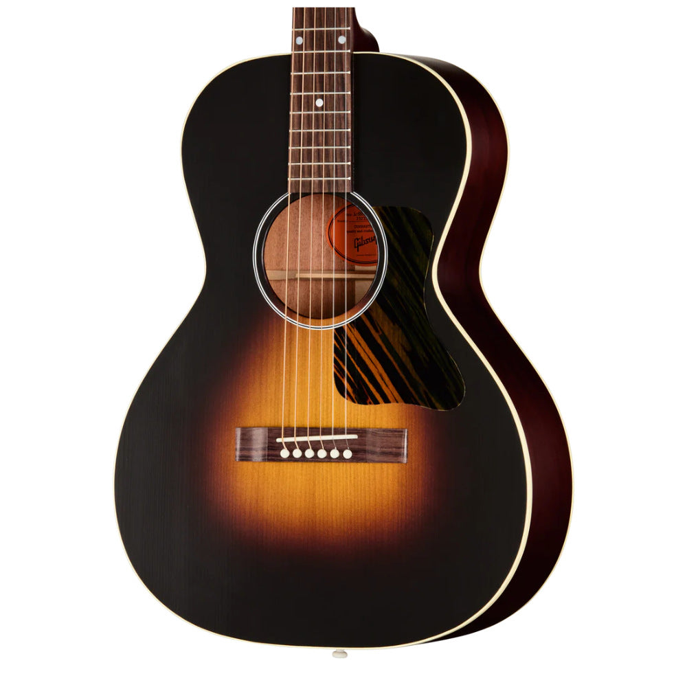 Gibson L-00 Century 12-Fret Parlour Vintage Sunburst Body View ; Gibson L-00 Century 12-Fret Parlour Vintage Sunburst Full View ; Gibson L-00 Century 12-Fret Parlour Vintage Sunburst Case Open ; Gibson L-00 Century 12-Fret Parlour Vintage Sunburst Case Closed ; Gibson L-00 Century 12-Fret Parlour Vintage Sunburst Back View