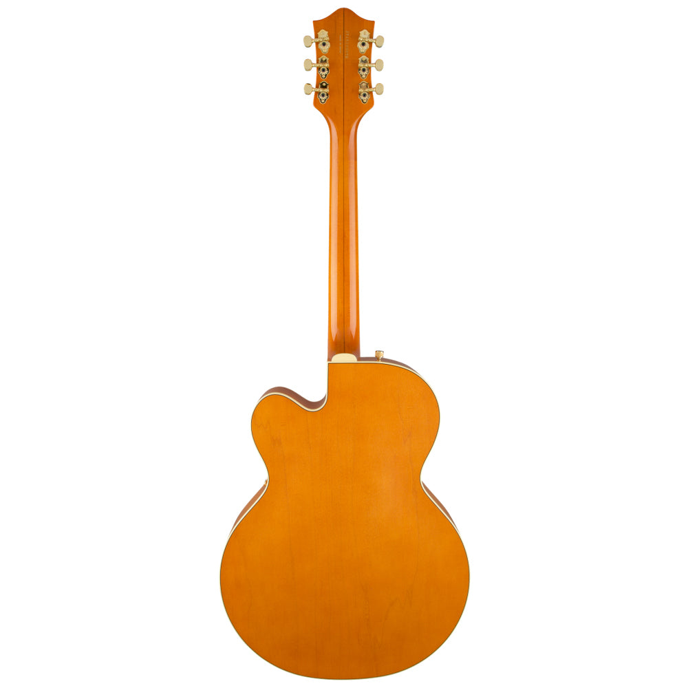 Gretsch G6120T-55 Vintage Select Chet Atkins Hollow Body Vintage Orange Stain Lacquer Body View ; Gretsch G6120T-55 Vintage Select Chet Atkins Hollow Body Vintage Orange Stain Lacquer Full View ; Gretsch G6120T-55 Vintage Select Chet Atkins Hollow Body Vintage Orange Stain Lacquer Back View