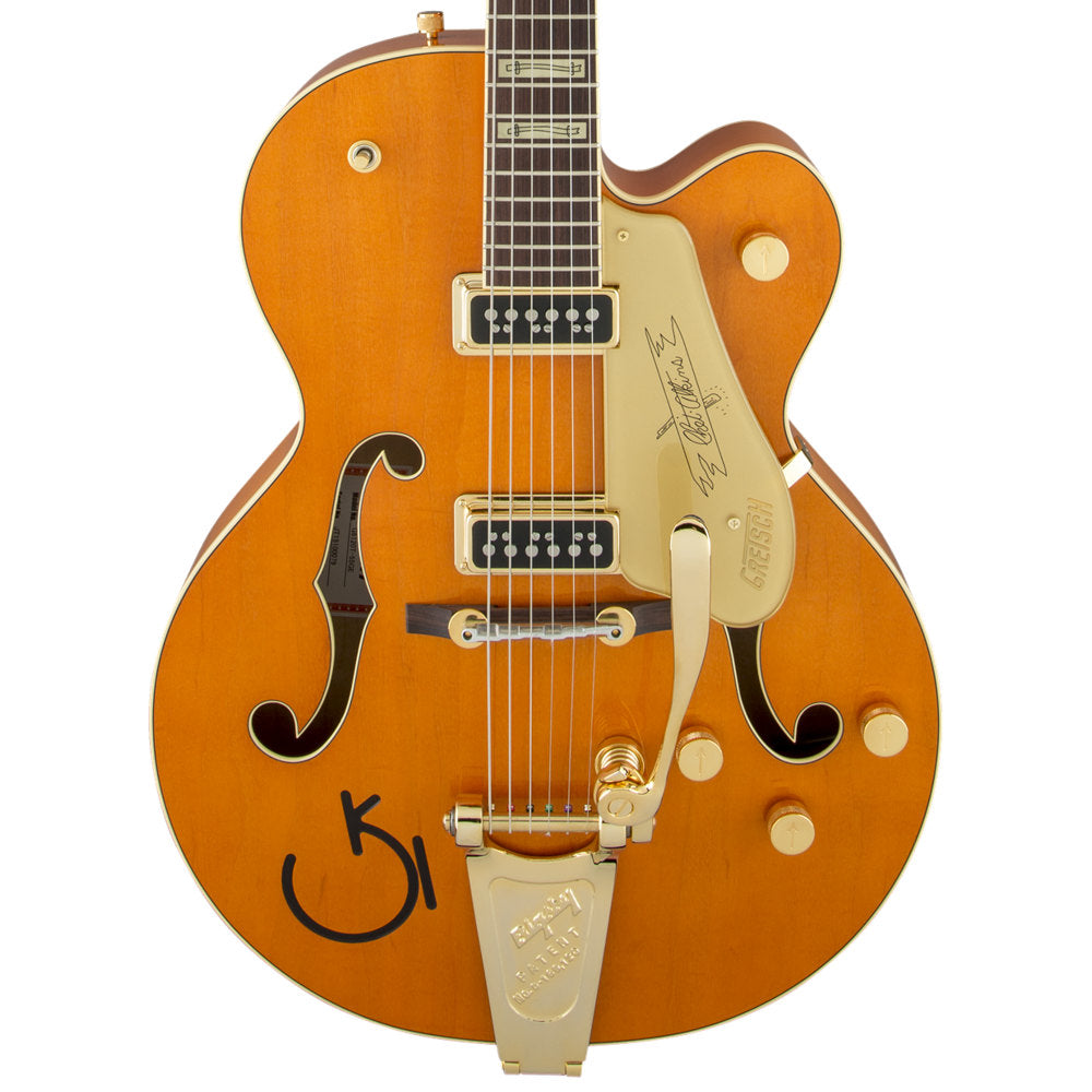 Gretsch G6120T-55 Vintage Select Chet Atkins Hollow Body Vintage Orange Stain Lacquer Body View ; Gretsch G6120T-55 Vintage Select Chet Atkins Hollow Body Vintage Orange Stain Lacquer Full View ; Gretsch G6120T-55 Vintage Select Chet Atkins Hollow Body Vintage Orange Stain Lacquer Back View