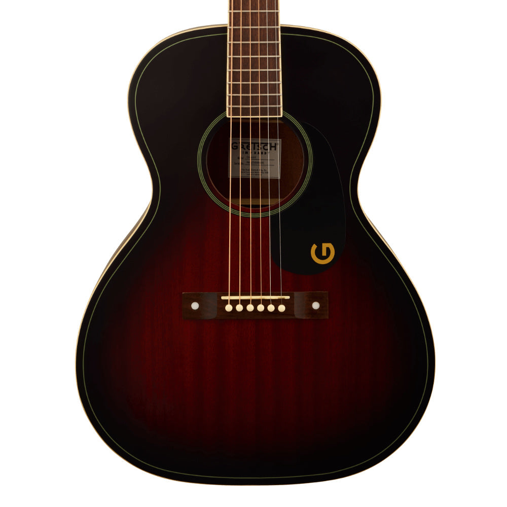 Gretsch Jim Dandy Concert Deep Cherry Burst Body View ; Gretsch Jim Dandy Concert Deep Cherry Burst Full View ; Gretsch Jim Dandy Concert Deep Cherry Burst Back View