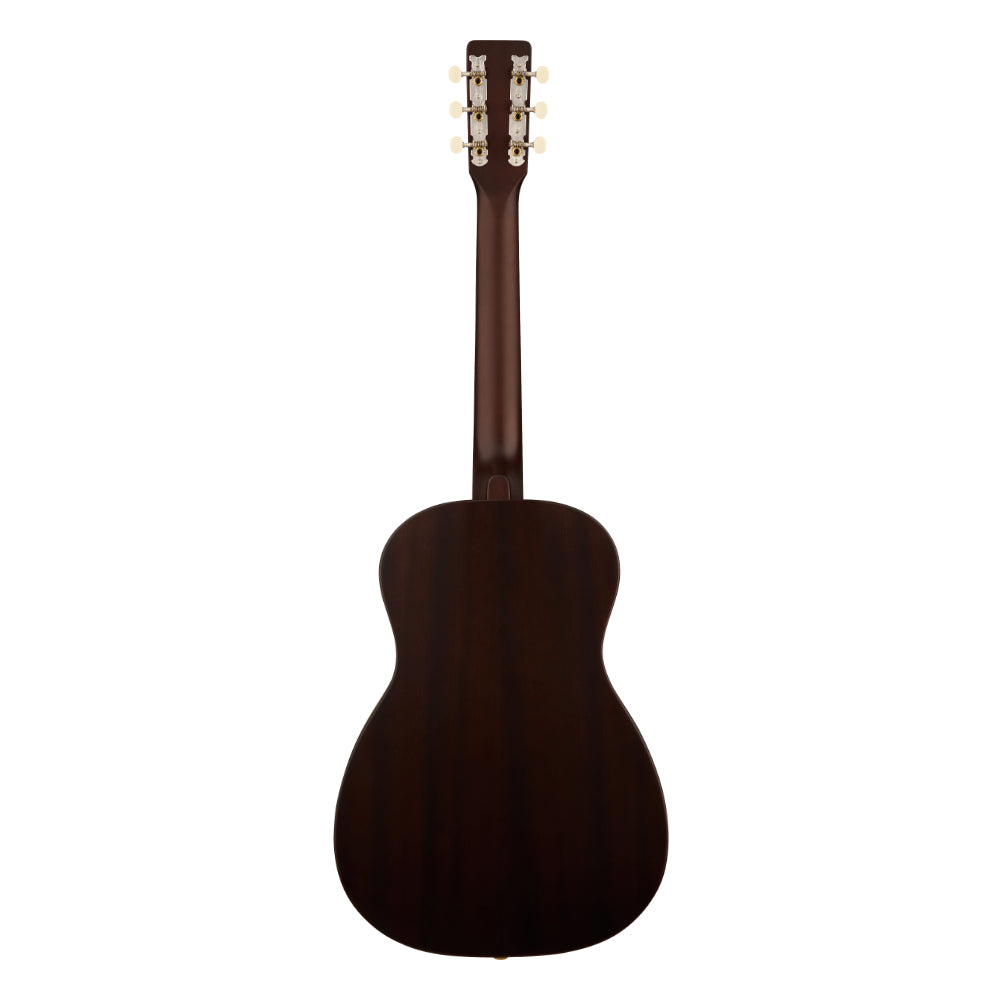Gretsch Jim Dandy Parlour Deep Cherry Burst Body View ; Gretsch Jim Dandy Parlour Deep Cherry Burst Full View ; Gretsch Jim Dandy Parlour Deep Cherry Burst Back View