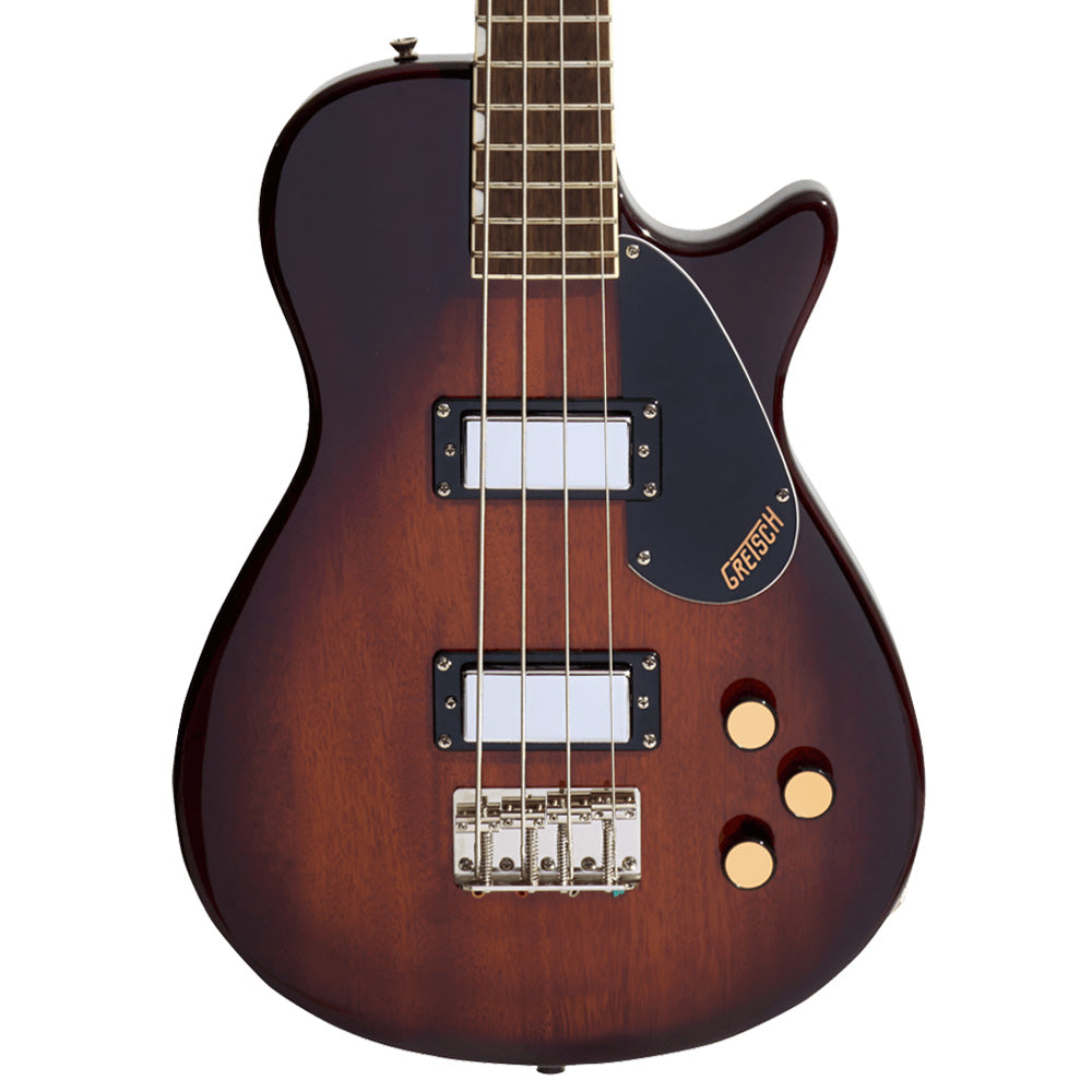 Gretsch Streamliner Jet Club Bass Havana Burst body view ; Gretsch Streamliner Jet Club Bass Havana Burst full view ; Gretsch Streamliner Jet Club Bass Havana Burst back view