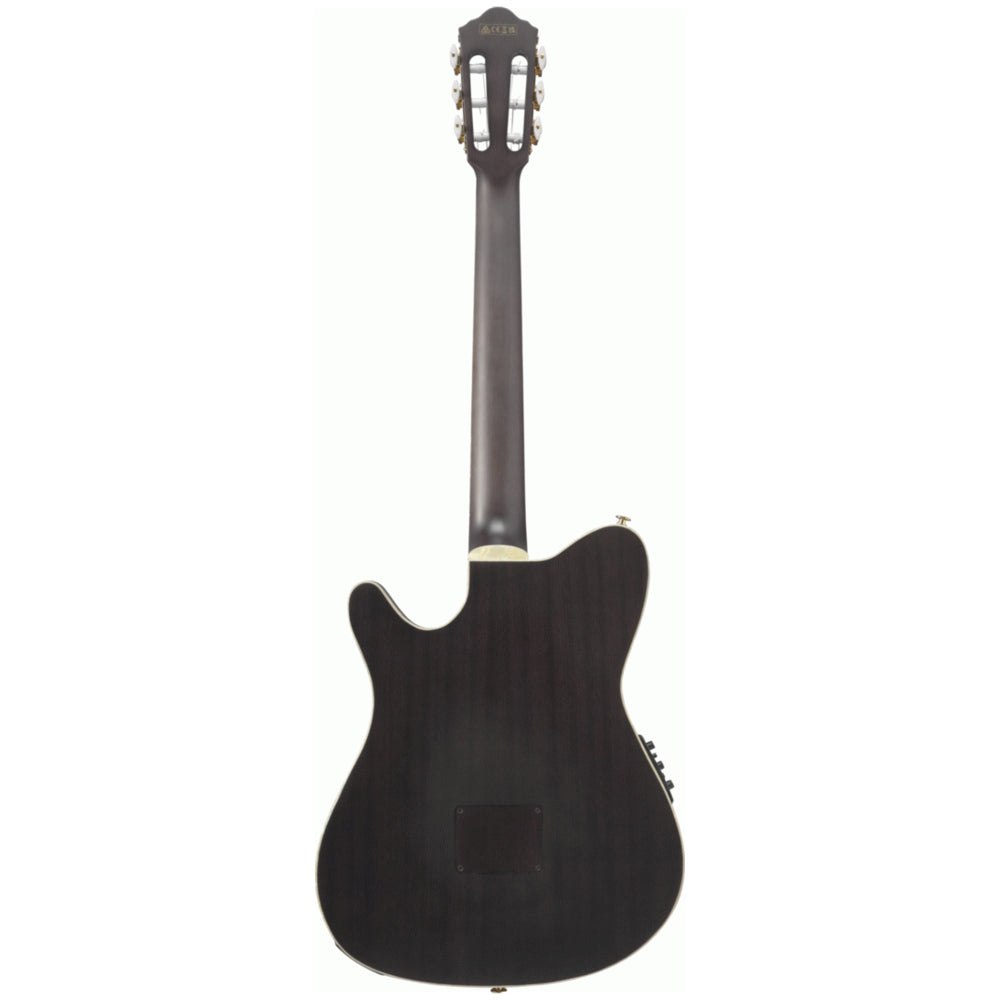 Ibanez TOD10N Transparent Black Flat Body View ; Ibanez TOD10N Transparent Black Flat Full View ; Ibanez TOD10N Transparent Black Flat Back View