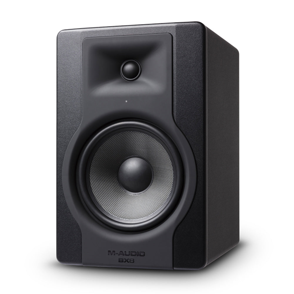 M-Audio BX8 D3 8" Powered Studio Monitors (Pair) ; M-Audio BX8 D3 8" Powered Studio Monitors (Pair) Angle ; M-Audio BX8 D3 8" Powered Studio Monitors (Pair) Rear