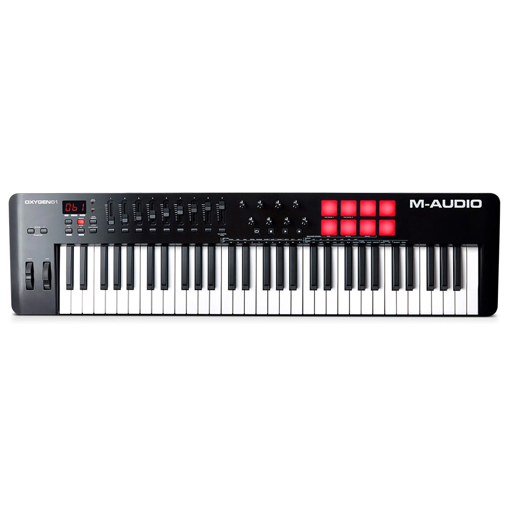 M-Audio Oxygen Pro 61 MKV USB MIDI Keyboard Controller Front ; M-Audio Oxygen Pro 61 MKV USB MIDI Keyboard Controller Rear ; M-Audio Oxygen Pro 61 MKV USB MIDI Keyboard Controller Connections