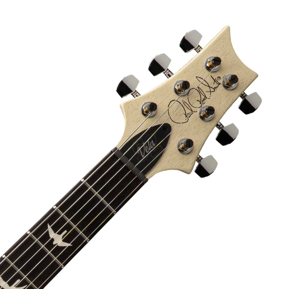 PRS S2 Vela Sem-Hollow-Satin Antique White Body View ; PRS S2 Vela Sem-Hollow-Satin Antique White Full View ; PRS S2 Vela Sem-Hollow-Satin Antique White Headstock View