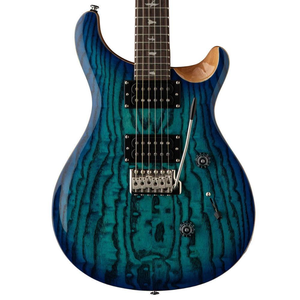 PRS SE Limited Edition Exotic Custom 24 Swamp Ash Burl Lake Blue Body View ; PRS SE Limited Edition Exotic Custom 24 Swamp Ash Burl Lake Blue Full View ; PRS SE Limited Edition Exotic Custom 24 Swamp Ash Burl Lake Blue Back View