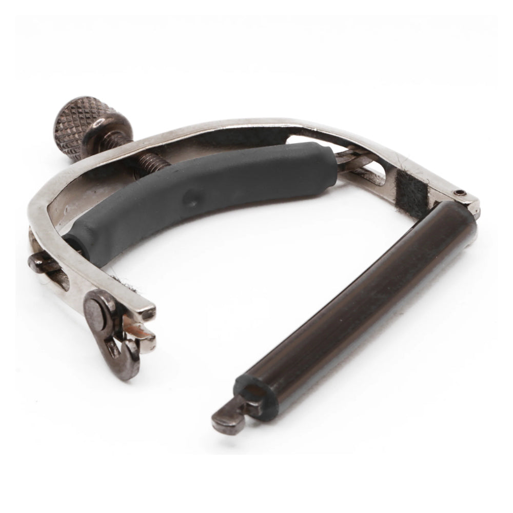 Paige Original 6-String Acoustic Capo Satin Nickel ; Paige Original 6-String Acoustic Capo Satin Nickel Open View ; Paige Original 6-String Acoustic Capo Satin Nickel Bottom View