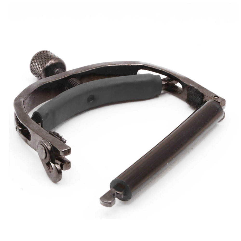 Paige Original 6-String Acoustic Capo Smokey Black Nickel ; Paige Original 6-String Acoustic Capo Smokey Black Nickel Open View ; Paige Original 6-String Acoustic Capo Smokey Black Nickel