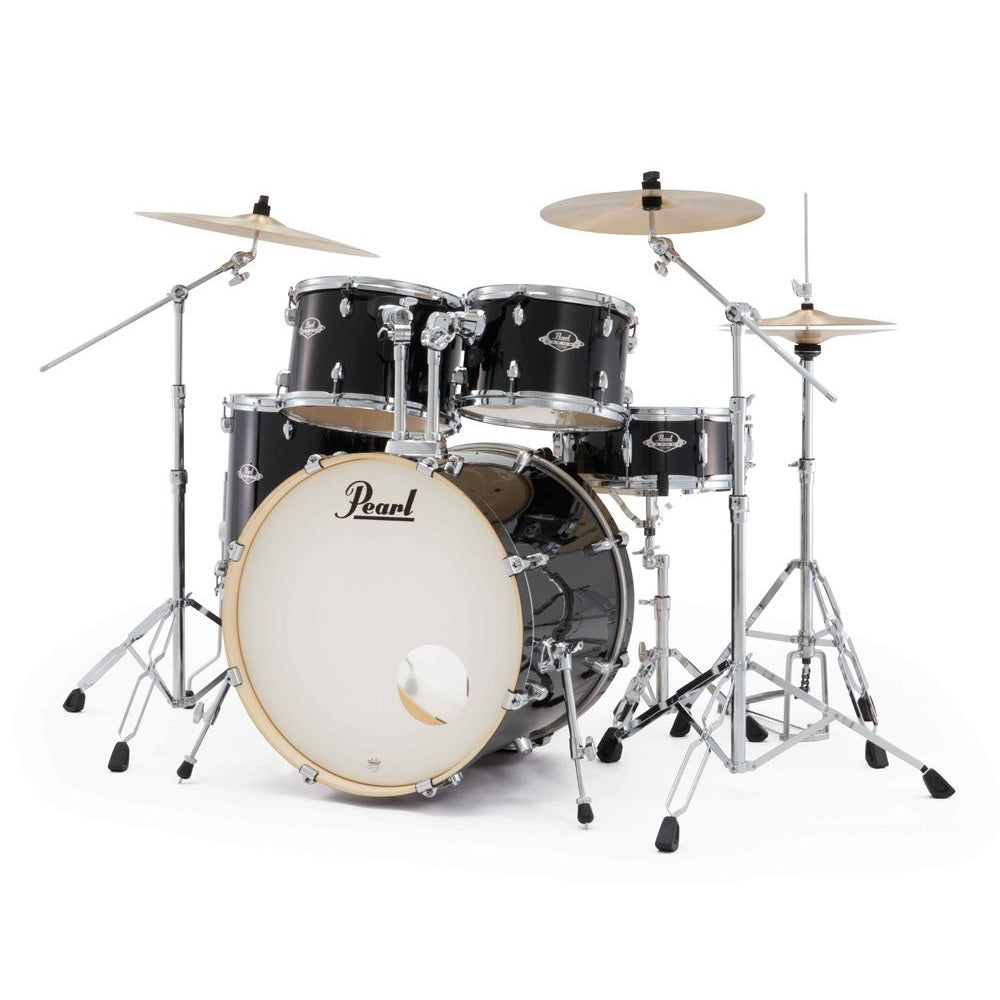 Pearl Export EXX 22" Fusion Plus Drumkit wHardware Pearl Cymbals Jet Black Front View ; Pearl Export EXX 22" Fusion Plus Drumkit wHardware Pearl Cymbals Jet Black Side View ; Pearl Export EXX 22" Fusion Plus Drumkit wHardware Pearl Cymbals Jet Black Tom ; Pearl Export EXX 22" Fusion Plus Drum Kit w/Hardware and Pearl Cymbals (Jet Black) ; Pearl Export EXX 22" Fusion Plus Drum Kit w/Hardware and Pearl Cymbals (Jet Black) ; Pearl Export EXX 22" Fusion Plus Drum Kit w/Hardware and Pearl Cymbals (Jet Black)