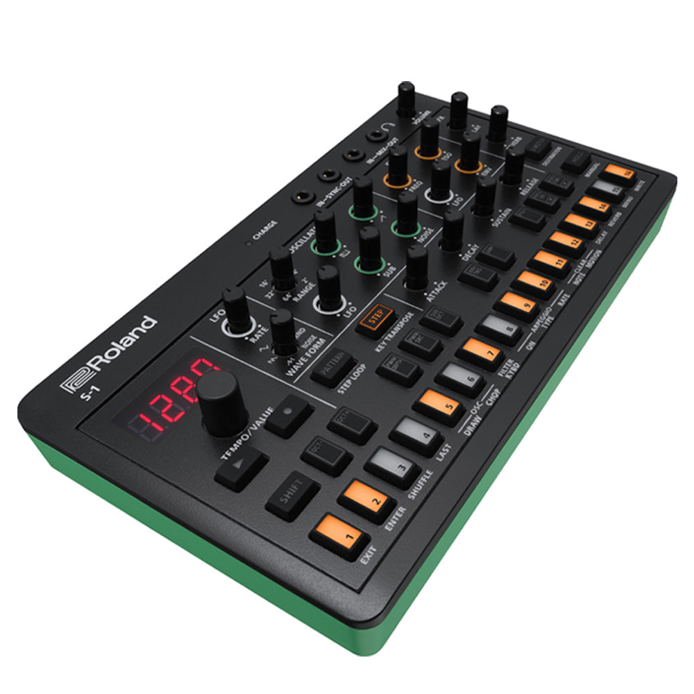 Roland AIRA Compact S-1 Tweak Synth Front ; Roland AIRA Compact S-1 Tweak Synth Front Angle ; Roland AIRA Compact S-1 Tweak Synth Angle ; Roland AIRA Compact S-1 Tweak Synth Rear